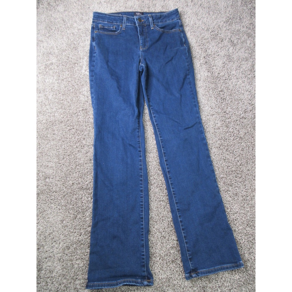 NYDJ Marilyn Straight Leg Jeans Womens Size 8 Dark Wash Stretch Denim Blue